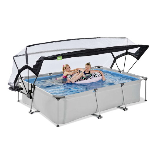 EXIT Soft Grey zwembad 300x200x65cm met filterpomp en overkapping - grijs