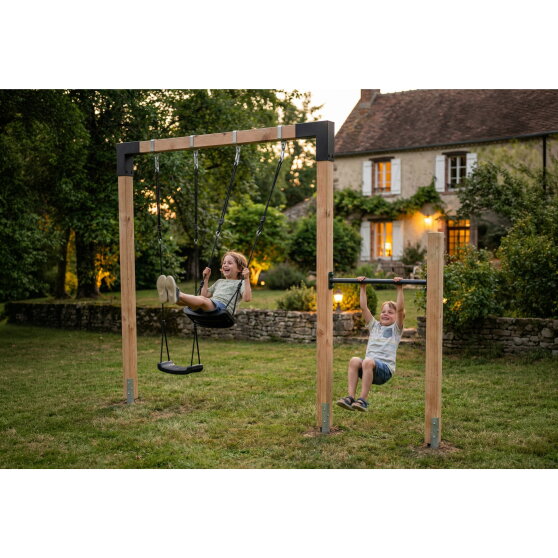 EXIT Linea 85 dubbele houten schommel met rek