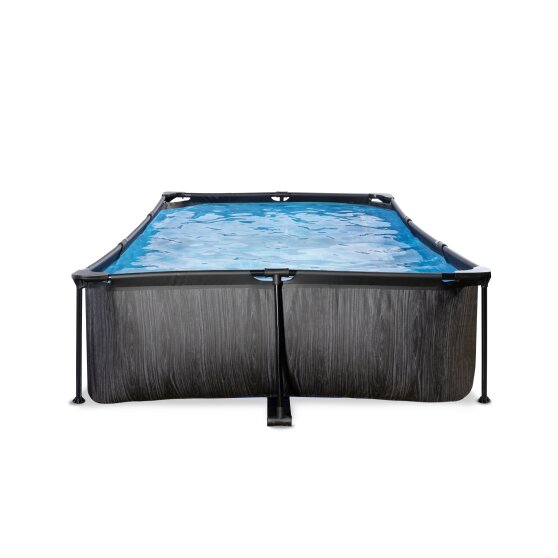 EXIT Black Wood zwembad 300x200x65cm met filterpomp - zwart