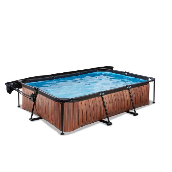EXIT Wood zwembad 300x200x65cm met filterpomp en schaduwdoek - bruin