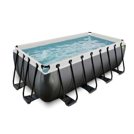 EXIT Black Leather zwembad 400x200x122cm met filterpomp - zwart