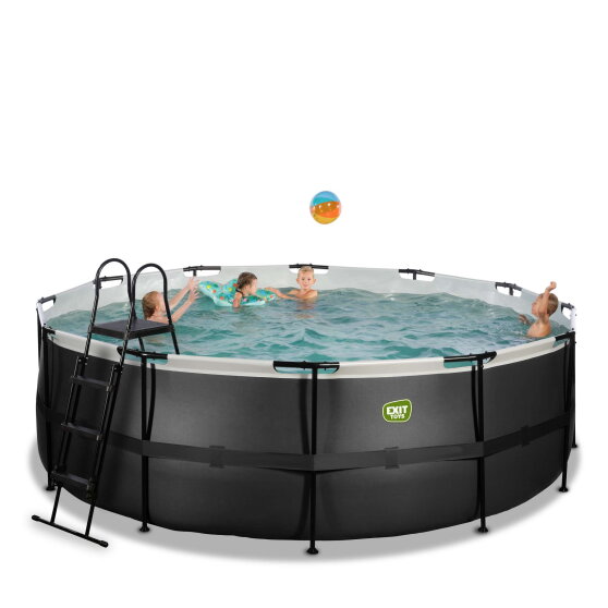 EXIT Black Leather zwembad &oslash;427x122cm met zandfilterpomp - zwart