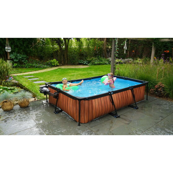 EXIT Stone zwembad 300x200x65cm met filterpomp - grijs