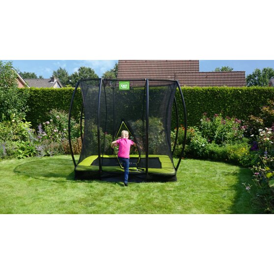 EXIT Silhouette inground trampoline 153x214cm met veiligheidsnet - groen