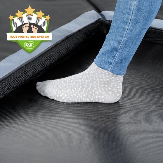 EXIT Dynamic groundlevel trampoline 244x427cm met Freezone veiligheidstegels - zwart