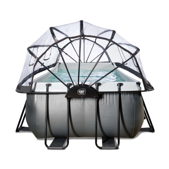 EXIT Black Leather zwembad 400x200x122cm met zandfilterpomp en overkapping - zwart