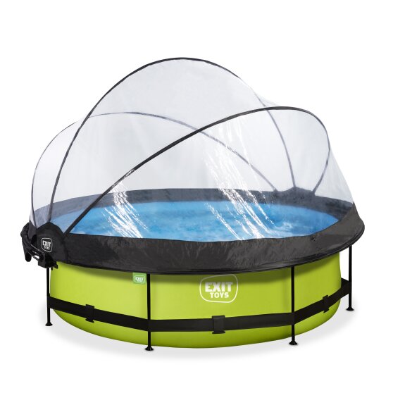 EXIT Lime zwembad ø300x76cm met filterpomp en overkapping en schaduwdoek  - groen