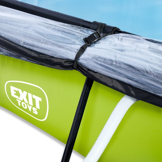 EXIT Lime zwembad 220x150x65cm met filterpomp en overkapping en schaduwdoek - groen