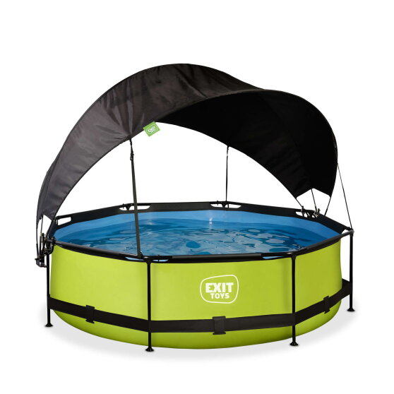 EXIT Lime zwembad &oslash;300x76cm met filterpomp en schaduwdoek - groen