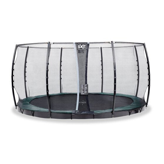 EXIT InTerra groundlevel trampoline ø427cm met veiligheidsnet - groen