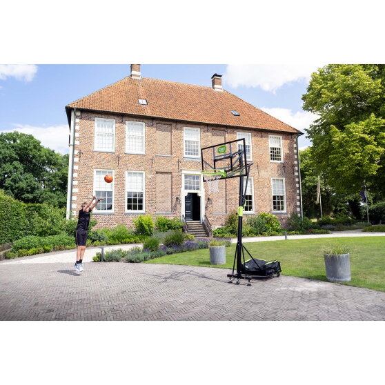 EXIT Galaxy verplaatsbaar basketbalbord op wielen - groen/zwart