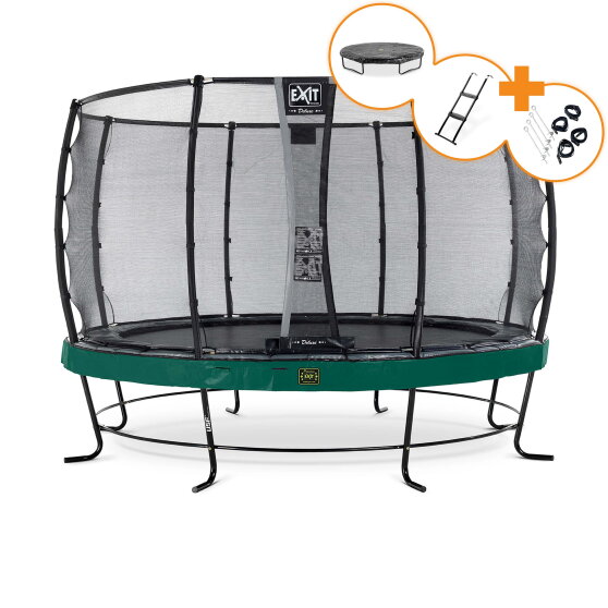 EXIT Elegant Premium trampoline complete set ø366cm - groen