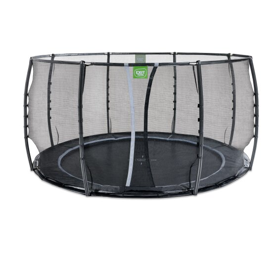 EXIT Dynamic groundlevel trampoline ø427cm met veiligheidsnet - zwart
