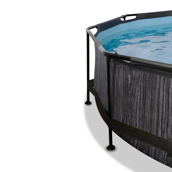 EXIT Black Wood zwembad ø244x76cm met filterpomp en overkapping - zwart