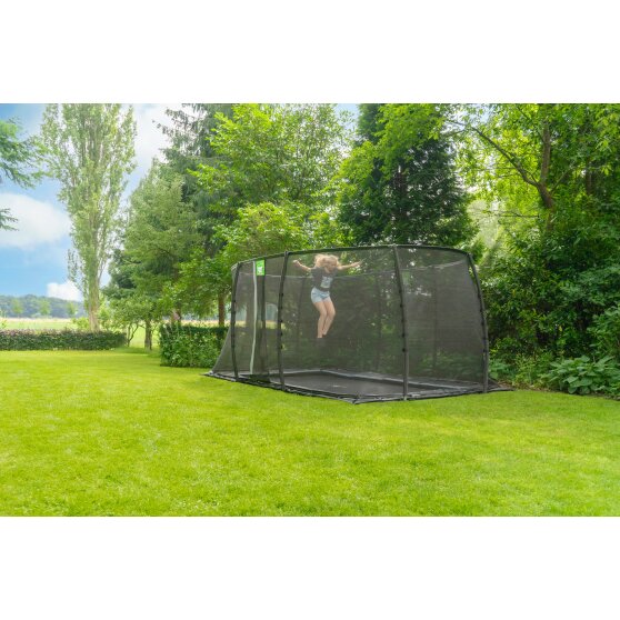 EXIT Dynamic groundlevel trampoline 275x458cm met veiligheidsnet - zwart