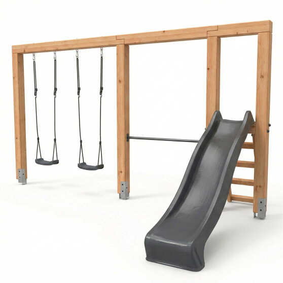EXIT Linea Massiv 140 duo schommel met rek & glijbaan