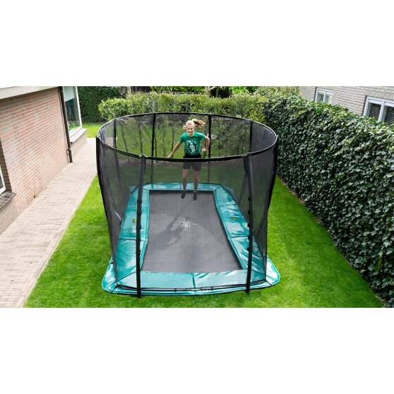 EXIT Supreme groundlevel trampoline 244x427cm met veiligheidsnet - grijs