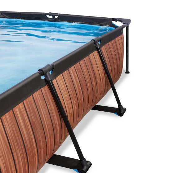 EXIT Wood zwembad 300x200x65cm met filterpomp en overkapping - bruin