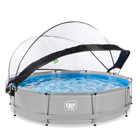 EXIT Soft Grey zwembad ø360x76cm met filterpomp en overkapping - grijs