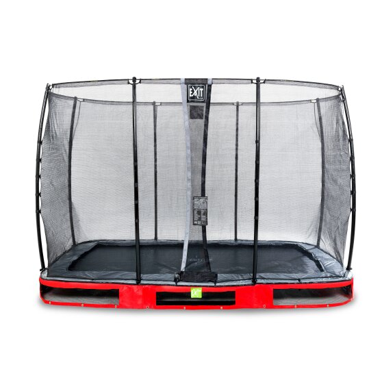 EXIT Elegant inground trampoline 214x366cm met Economy veiligheidsnet - rood