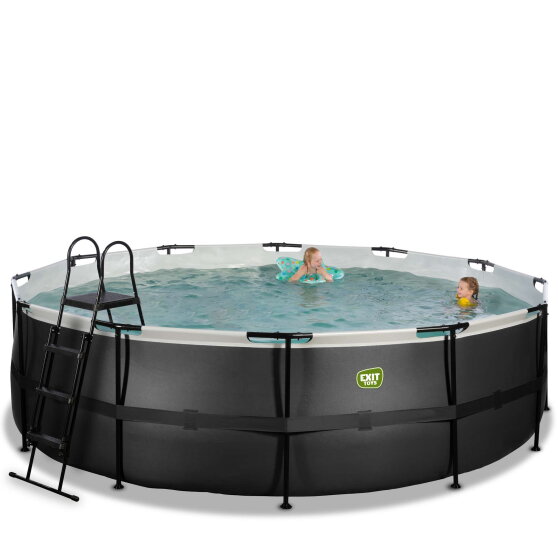 EXIT Black Leather zwembad &oslash;488x122cm met zandfilterpomp - zwart