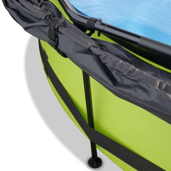 EXIT Lime zwembad ø244x76cm met filterpomp en schaduwdoek - groen