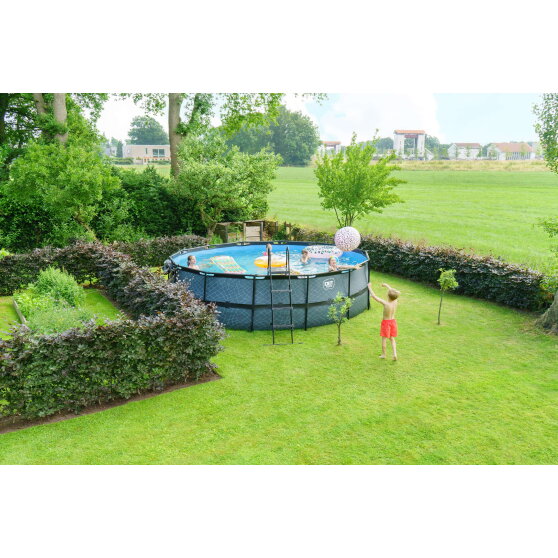 EXIT Stone zwembad ø488x122cm met zandfilterpomp - grijs