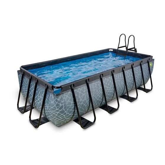 EXIT Stone zwembad 400x200x100cm met filterpomp - grijs