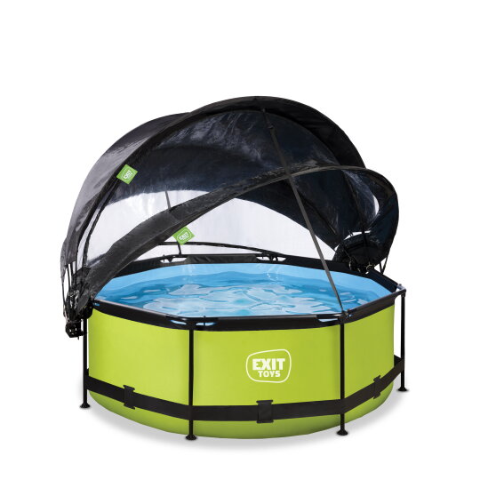 EXIT Lime zwembad ø244x76cm met filterpomp en overkapping en schaduwdoek - groen