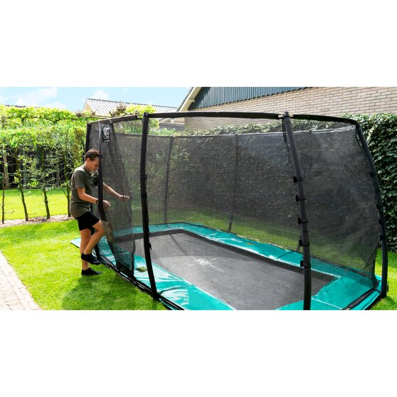 EXIT Supreme groundlevel trampoline 244x427cm met veiligheidsnet - grijs