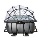 EXIT Black Leather zwembad 540x250x100cm met zandfilterpomp en overkapping en warmtepomp - zwart