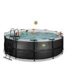 EXIT Black Leather zwembad &oslash;427x122cm met filterpomp - zwart