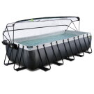 EXIT Black Leather zwembad 540x250x122cm met zandfilterpomp en overkapping en warmtepomp - zwart