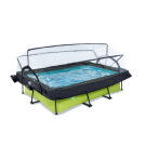 EXIT Lime zwembad 220x150x65cm met filterpomp en overkapping en schaduwdoek - groen