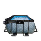 EXIT Stone zwembad 540x250x100cm met zandfilterpomp en overkapping en warmtepomp - grijs