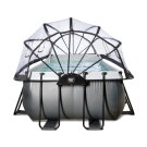 EXIT Black Leather zwembad 400x200x122cm met zandfilterpomp en overkapping en warmtepomp - zwart