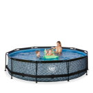 EXIT Stone zwembad ø360x76cm met filterpomp - grijs