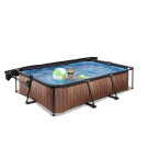 EXIT Wood zwembad 300x200x65cm met filterpomp en schaduwdoek - bruin