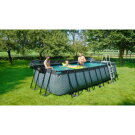 EXIT Stone zwembad 540x250x122cm met zandfilterpomp en overkapping en warmtepomp - grijs