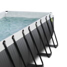 EXIT Black Leather zwembad 400x200x100cm met zandfilterpomp en overkapping en warmtepomp - zwart