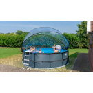 EXIT Stone zwembad ø450x122cm met zandfilterpomp en overkapping - grijs