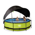 EXIT Lime zwembad &oslash;300x76cm met filterpomp en schaduwdoek - groen