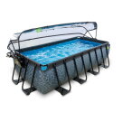 EXIT Stone zwembad 400x200x100cm met filterpomp en overkapping - grijs