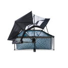 EXIT Stone zwembad 220x150x65cm met filterpomp en overkapping en schaduwdoek - grijs