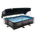 EXIT Black Wood zwembad 300x200x65cm met filterpomp en schaduwdoek - zwart