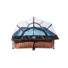 EXIT Wood zwembad 300x200x65cm met filterpomp en overkapping - bruin