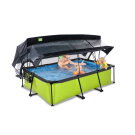 EXIT Lime zwembad 220x150x65cm met filterpomp en overkapping en schaduwdoek - groen
