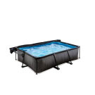 EXIT Black Wood zwembad 220x150x65cm met filterpomp en schaduwdoek - zwart