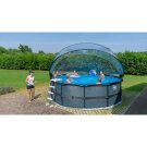 EXIT Stone zwembad ø450x122cm met zandfilterpomp en overkapping - grijs