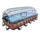 EXIT Wood zwembad 540x250x100cm met filterpomp en overkapping - bruin